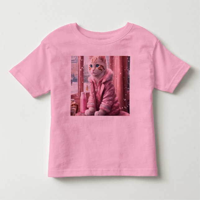 Pour Les Tous Petits Chat Bébé Rose Toddler T-shirt Jersey fin" (Devant)