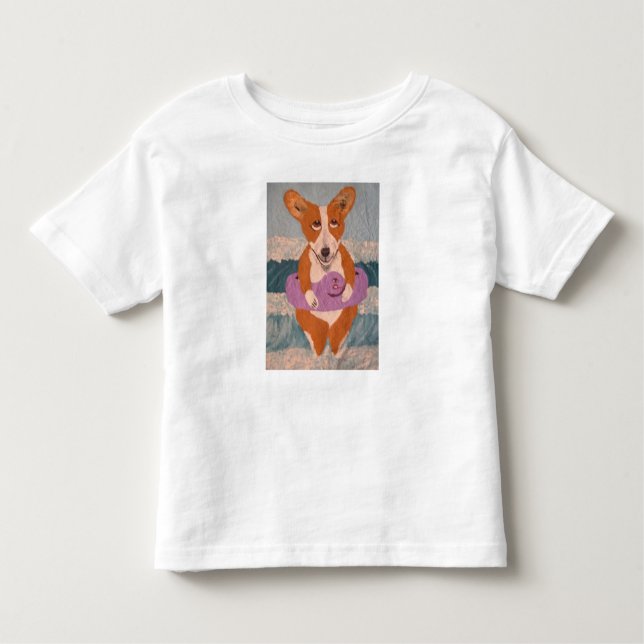 Pour Les Tous Petits Corgi at the Beach T-Shirt (Devant)