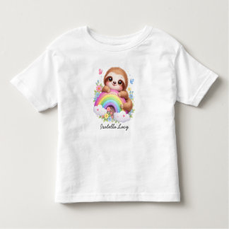 Pour Les Tous Petits Cute Sloth And Rainbow, Flowers Kids T-Shirt