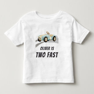 Pour Les Tous Petits Deux Fast Race Car Boy 2nd Birthday Party T-Shirt