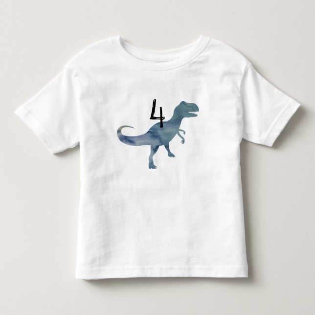 Pour Les Tous Petits Dinosaure Bleu Trex T-shirt Quatre Anniversaires (Devant)