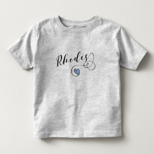 Pour Les Tous Petits Drapeau Rhodes En Coeur, T-shirt Grèce