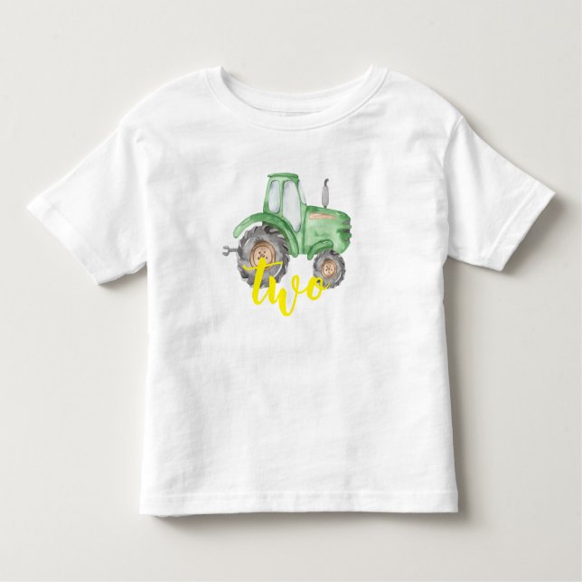 Pour Les Tous Petits Ferme de tracteurs verts Anniversaire T-Shirt (Devant)