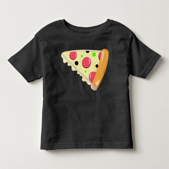 Pour Les Tous Petits Fête des pères Pizza Slice Toddler T-shirt noir (Devant)