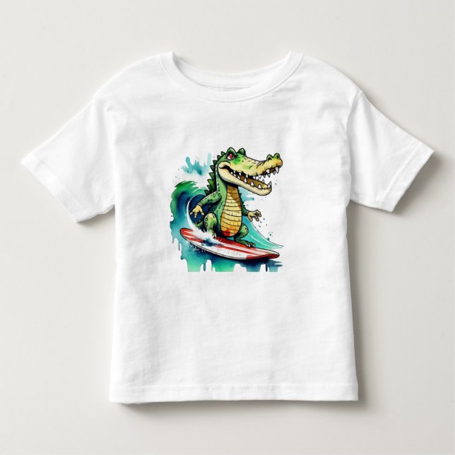 Pour Les Tous Petits Funny crocodile surf T-shirt (Devant)