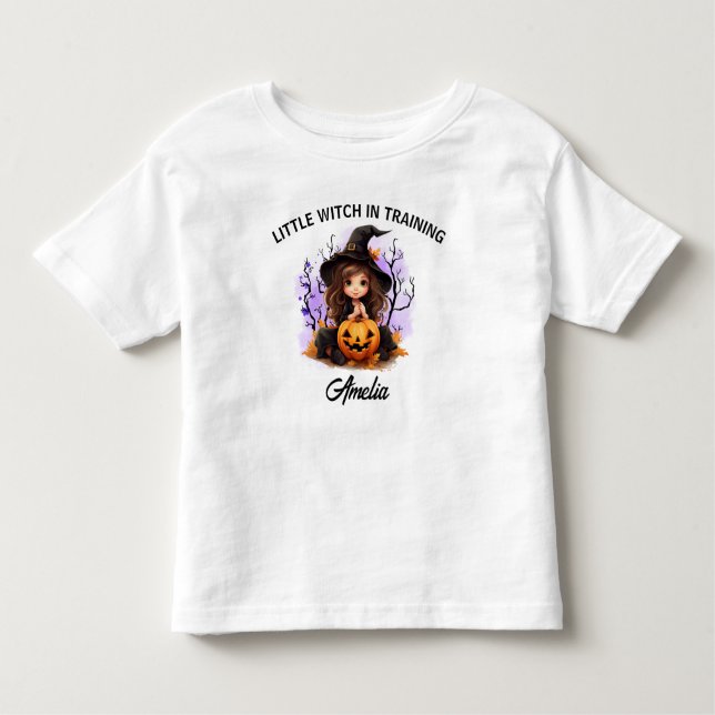 Pour Les Tous Petits Halloween mignonne sorcière en formation T-shirt b (Devant)