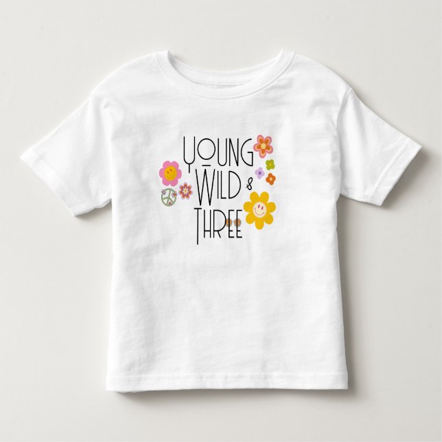 Pour Les Tous Petits Jeune, sauvage et trois | T-shirt enfant anniversa (Devant)
