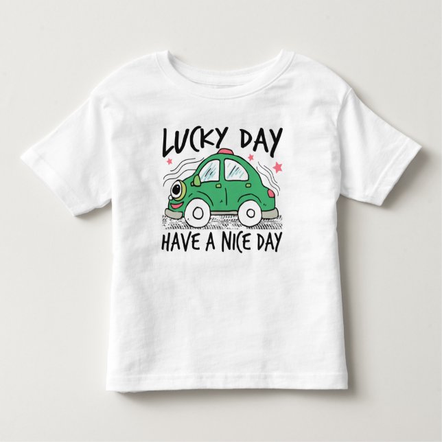 Pour Les Tous Petits Jolie voiture verte Lucky Day Toddler T-shirt (Devant)