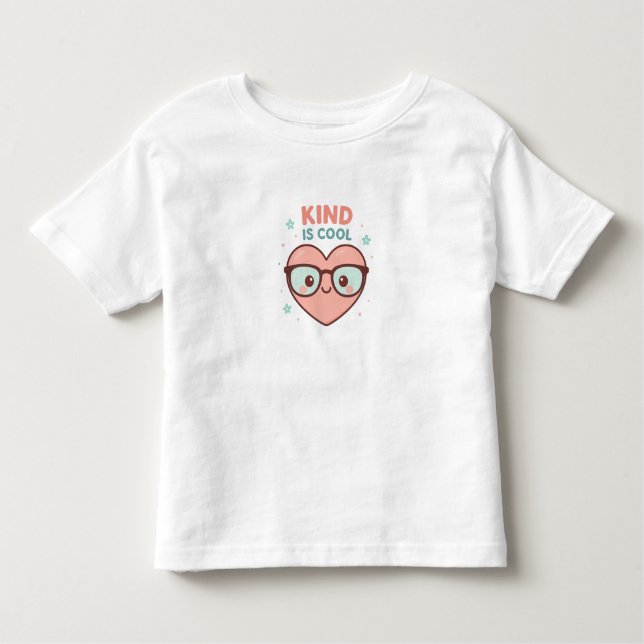 Pour Les Tous Petits Kind Is Cool Heart – Cute Toddler Girl T-Shirt (Devant)