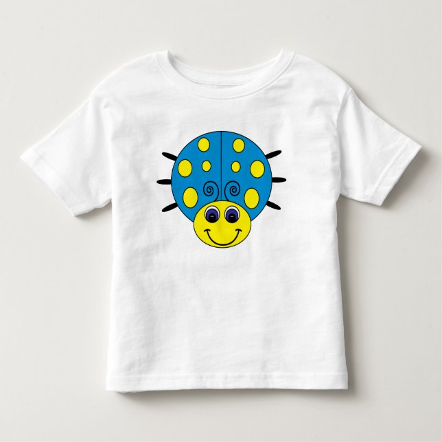 Pour Les Tous Petits La coccinelle bleue et jaune badine le T-shirt (Devant)