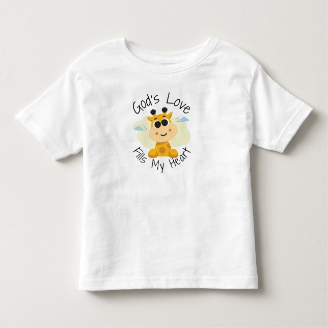 Pour Les Tous Petits L'Amour de Dieu remplit mon coeur Giraffe T-shirt  (Devant)