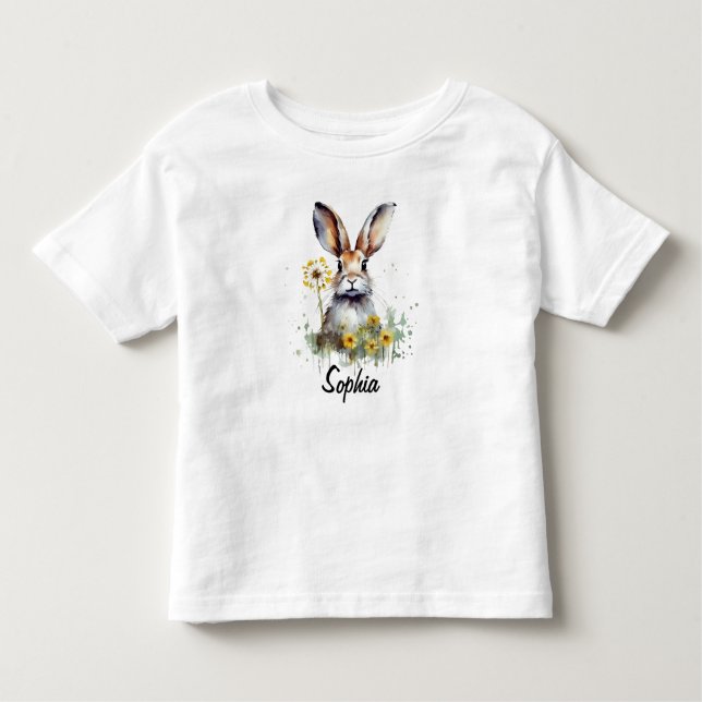 Pour Les Tous Petits Lapin aquarelle avec T-shirt Dandelion Toddler (Devant)