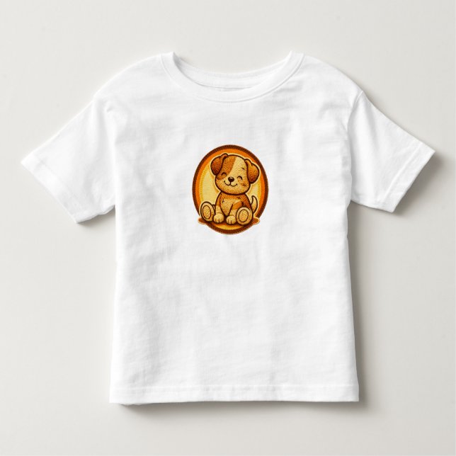 Pour Les Tous Petits Little Puppy Cute Retro Patch Toddler T-Shirt (Devant)