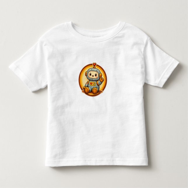 Pour Les Tous Petits Little Robot Cute Retro Patch Toddler T-Shirt (Devant)