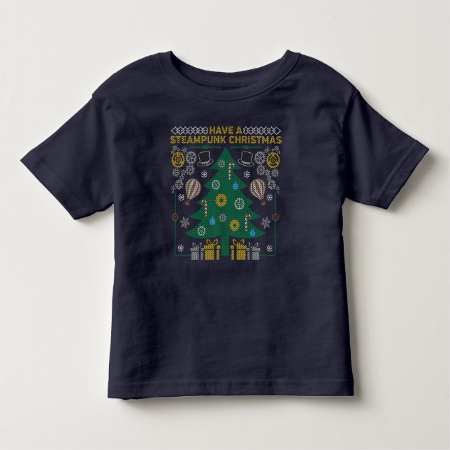 Pour Les Tous Petits Magnifique T-shirt de Noël laid Steampunk (Devant)
