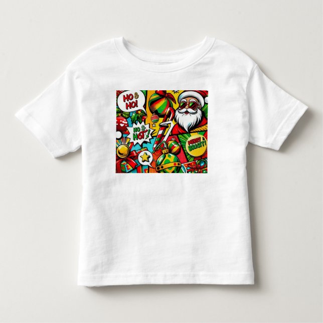 Pour Les Tous Petits Merry & Bright Pop Art - T-shirt de Noël gras (Devant)
