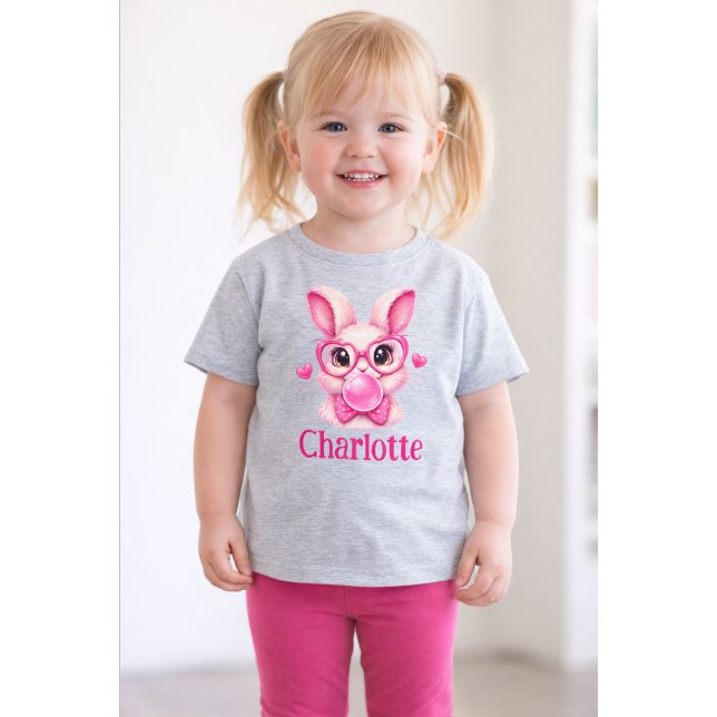 Pour Les Tous Petits Personalized Cute Pink Bunny Toddler Girl T-Shirt  (Créateur téléchargé)