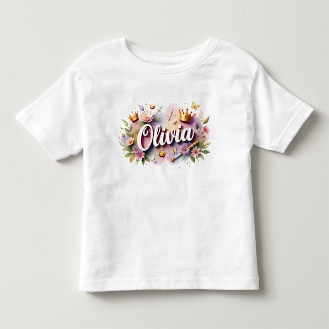 Pour Les Tous Petits Personalized Princess Floral Kids T-Shirt (Devant)