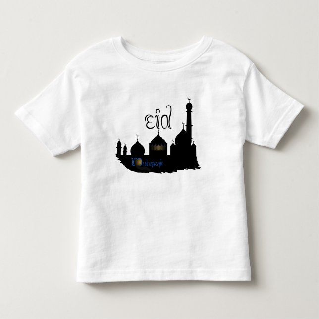 Pour Les Tous Petits Silhouette de mosquée d'Eid Mubarak - le T-shirt (Devant)