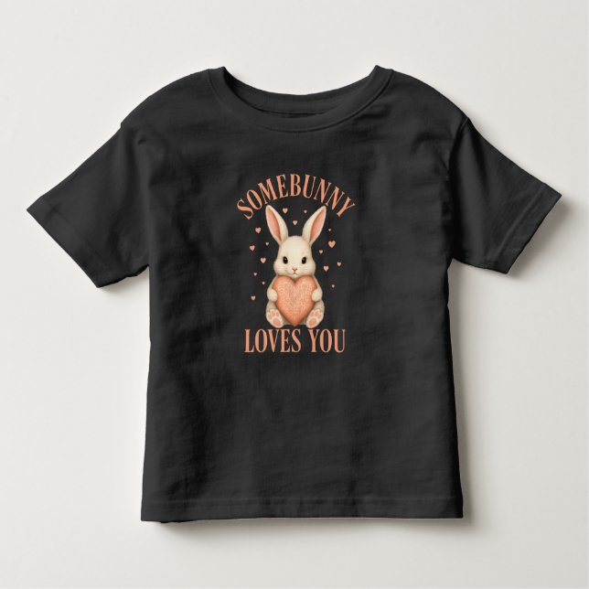 Pour Les Tous Petits Somebunny Loves You Cute Bunny Black T-Shirt (Devant)