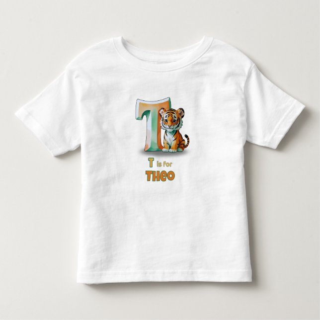 Pour Les Tous Petits T is for Theo - Personalized Toddler T-Shirt (Devant)