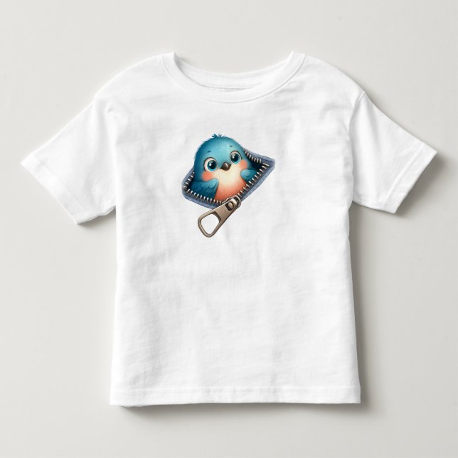 Pour Les Tous Petits T-shirt à fermeture éclair avec un joli oiseau ble (Devant)