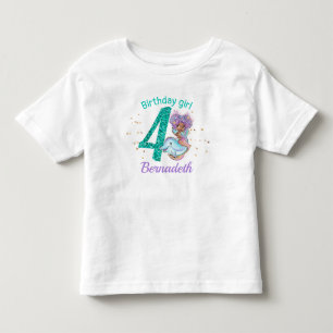 Pour Les Tous Petits T-shirt Afro-Américaine Sirène 4e anniversaire