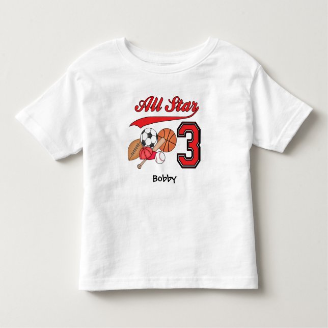 Pour Les Tous Petits T-shirt All Star Sports 3e anniversaire Toddler (Devant)