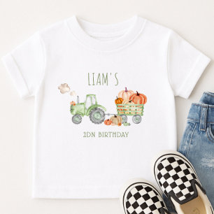 Pour Les Tous Petits T-Shirt anniversaire Tracteur Vert & Citrouilles