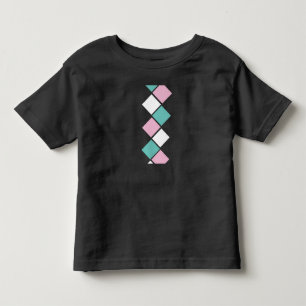 Pour Les Tous Petits T-shirt Arlequin Toddler (Noir, Aqua & Rose)