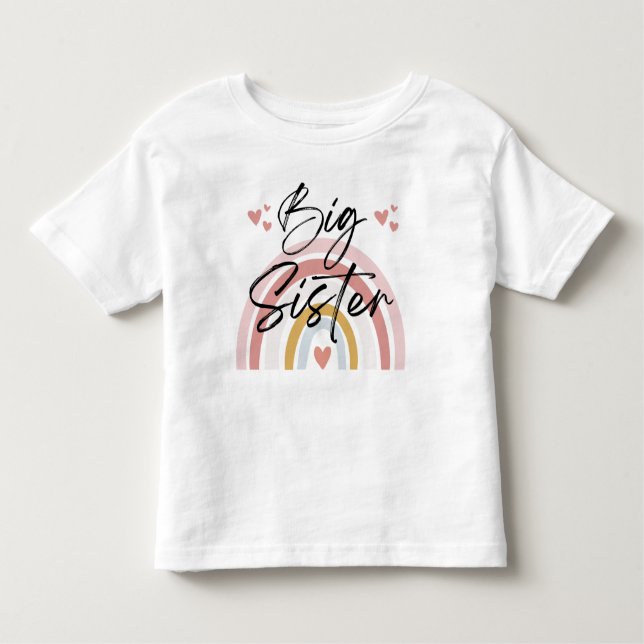 Pour Les Tous Petits T-Shirt Big Soeur Arc-en-ciel et Coeurs (Devant)