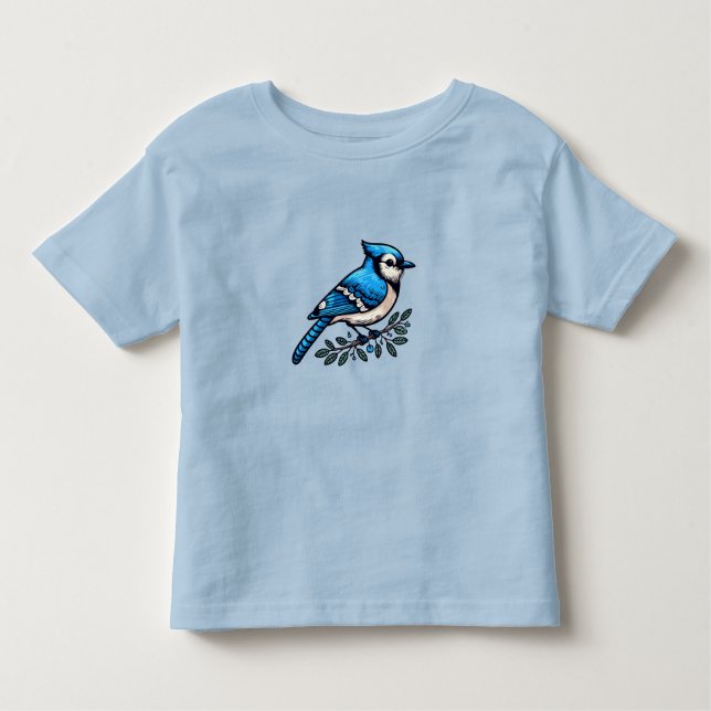 Pour Les Tous Petits T-shirt Bleu Jay oiseau Toddler Fine Jersey (Devant)