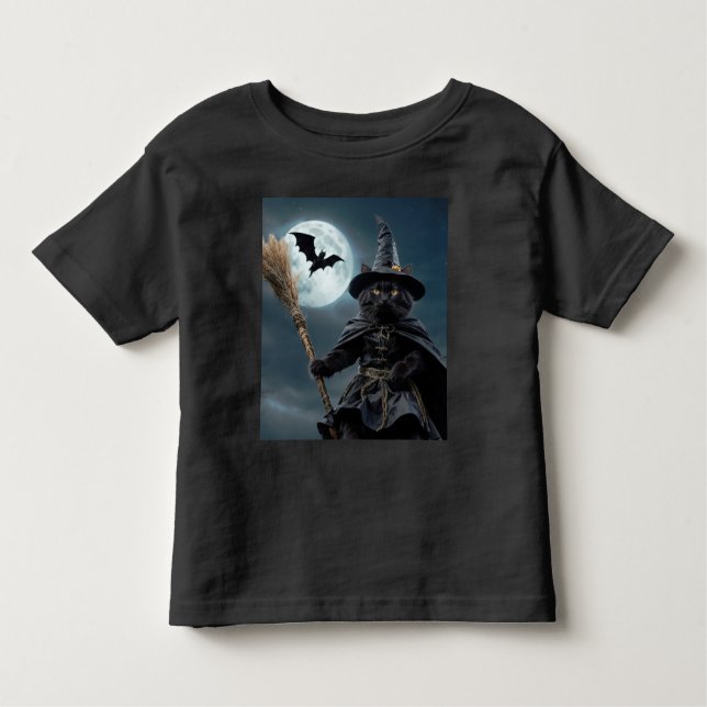 Pour Les Tous Petits T-shirt Chat sorcier Halloween Toddler (Devant)