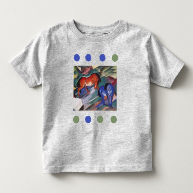 Pour Les Tous Petits T-shirt Cheval Rouge et Bleu (Devant)