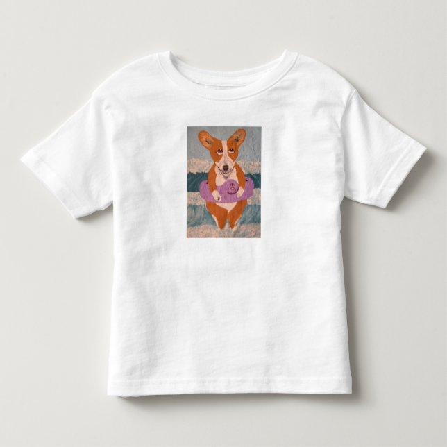 Pour Les Tous Petits T-Shirt Corgi à la Plage (Devant)