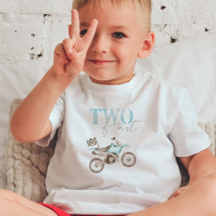 Pour Les Tous Petits T-Shirt de Anniversaire Deux Moto Cross Bleu Clair