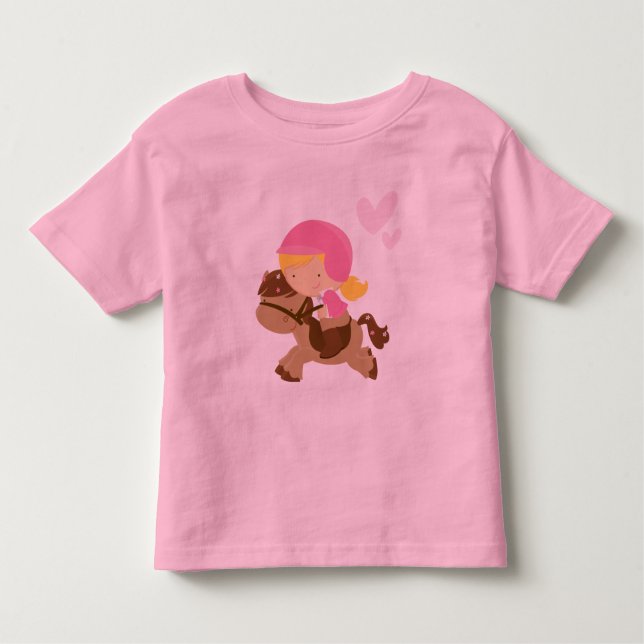 Pour Les Tous Petits T-shirt de coeurs d'équitation (Devant)