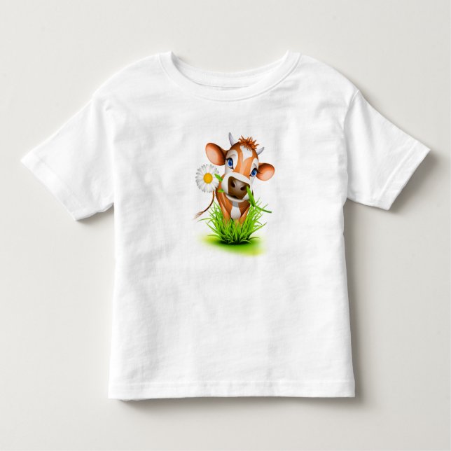 Pour Les Tous Petits T-shirt de vache à marguerite d'enfant en bas âge (Devant)