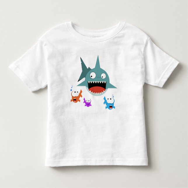 Pour Les Tous Petits T-shirt d'enfant en bas âge d'amusement de requin (Devant)