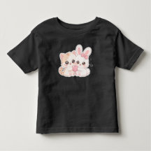 T-shirt des meilleurs amis chaton et lapin Kawaii 
