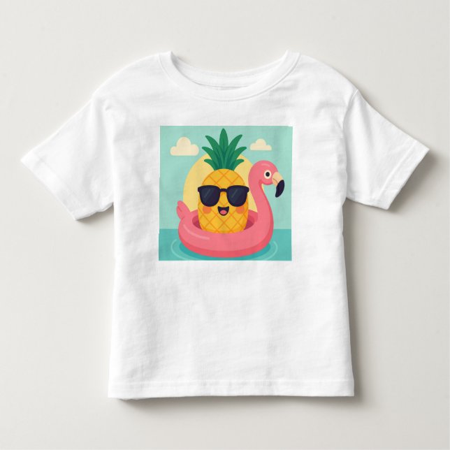 Pour Les Tous Petits T-shirt été Flamant rose Tropicool-Ananas (Devant)