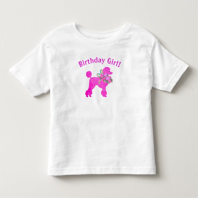 Pour Les Tous Petits T-Shirt Fille Anniversaire Caniche Rose (Devant)