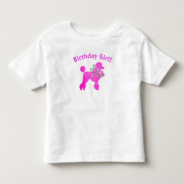 Pour Les Tous Petits T-Shirt Fille d'anniversaire Poodle Rose (Devant)