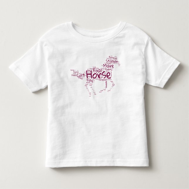 Pour Les Tous Petits T-Shirt Fille Nuage de Mots de Cheval – Cheval Ins (Devant)