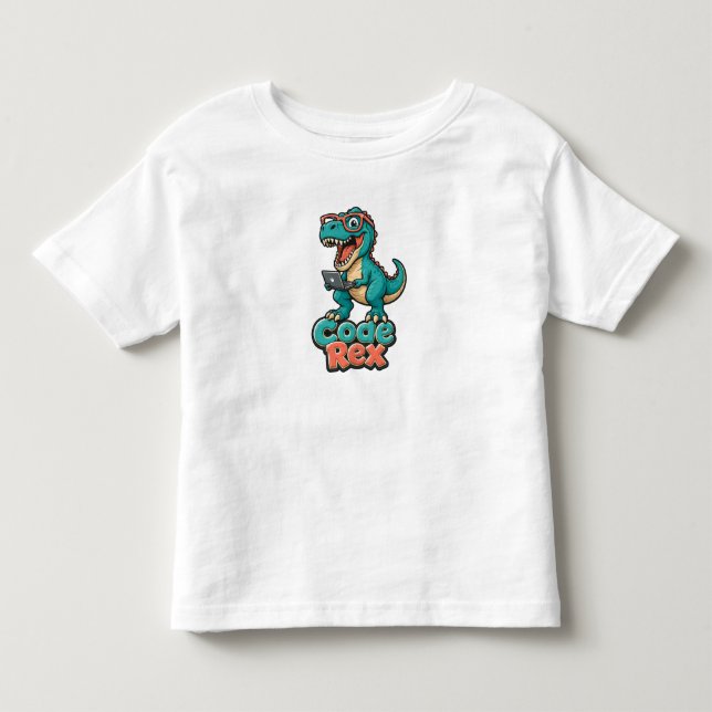 Pour Les Tous Petits T-Shirt Funny Code Rex - Codeur & Dev Dinosaure Mi (Devant)
