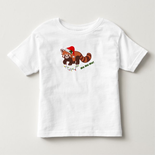 Pour Les Tous Petits T-shirt Panda rouge de Noël personnalisable (Devant)