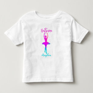 Pour Les Tous Petits T-Shirt Personnalisé Ballerine Turquoise Rose