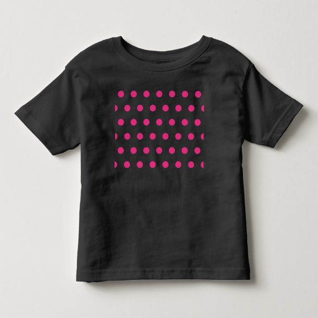 Pour Les Tous Petits T-shirt Polka Dot Toddler (noir et rose néon) (Devant)
