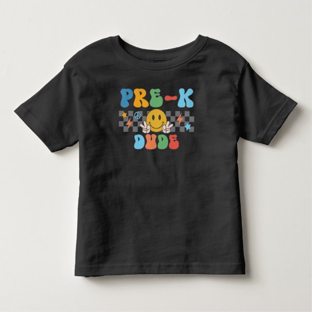 Pour Les Tous Petits T-shirt Pré-K Dude Garçons Rétro (Devant)