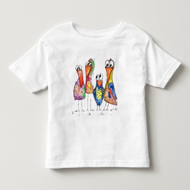 Pour Les Tous Petits T-shirt quatre mignonettes Whimsical aux couleurs  (Devant)